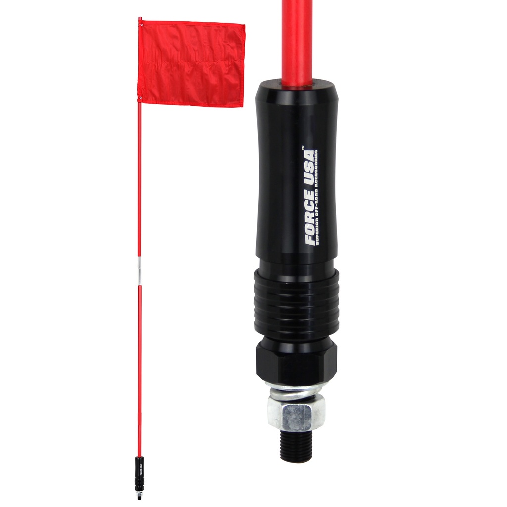 RAVON Off Road 9ft Red Flag Pole, Center Split with Quick Disconnect, Adventure Series Red
